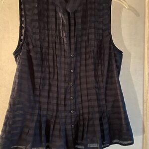 Jones New York Navy Sleeveless Blouse